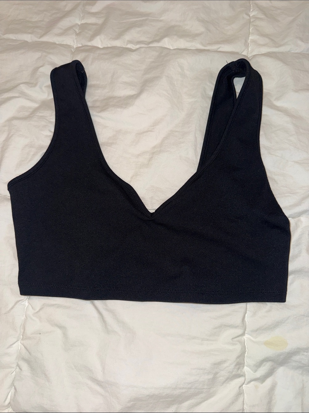 wild fable Black V-Neck Ribbed Bralette